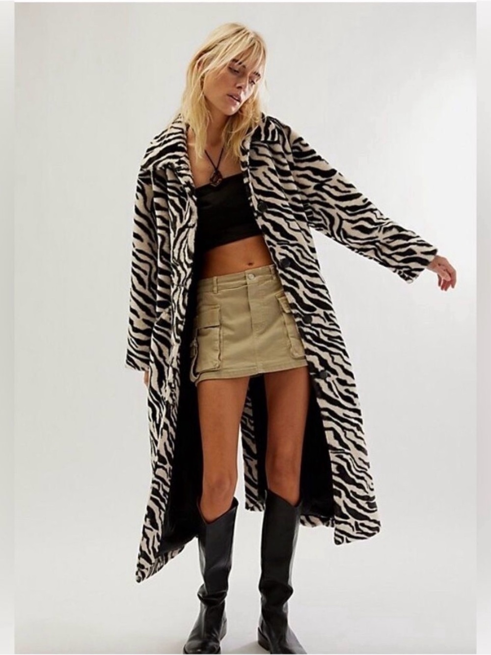 Free People Perfect Zebra Maxi Jacket